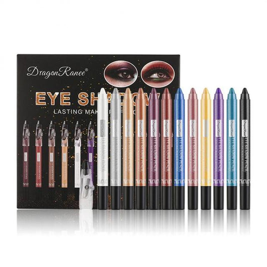 12 Colors Eyeshadow Pencil Set – Waterproof & Long-Wear Eye Crayons