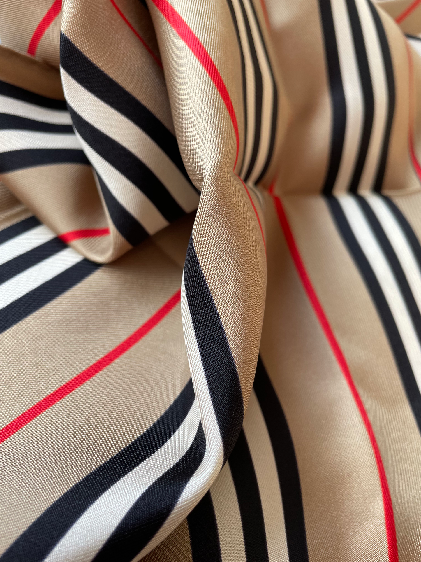 Luxury Striped Silk Square Scarf Elegant Geometric Design